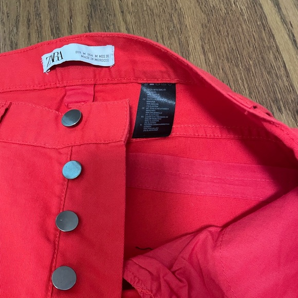 4/$25 red Zara button fly pants - Picture 4 of 5